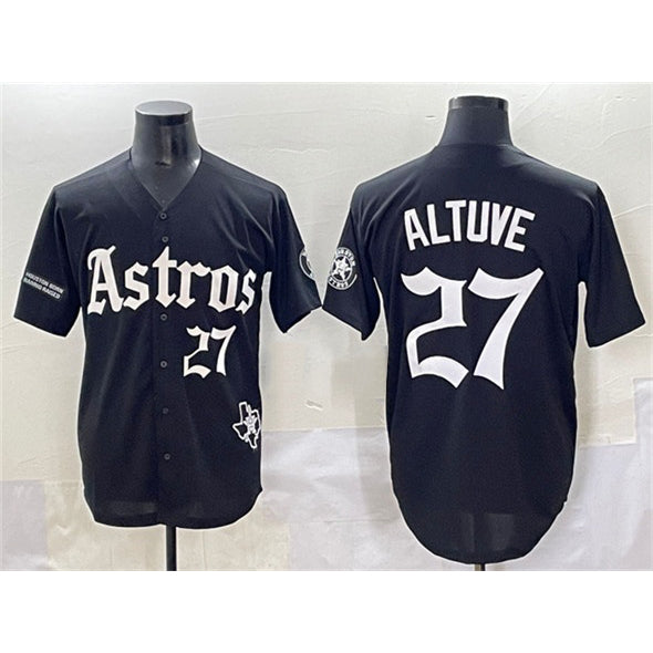 Houston Astros #27 Jose Altuve Black Jereymy Gothic 'Houston Born Barrio Raised' Limited Stitched Jersey