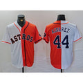 Houston Astros #44 Yordan Alvarez White Orange Jereymy Split Stitched Jersey