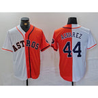 Houston Astros #44 Yordan Alvarez White Orange Jereymy Split Stitched Jersey