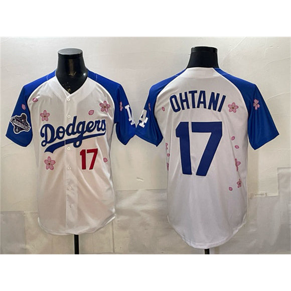 Los Angeles Dodgers #17 Shohei Ohtani White Royal Jereymy 2025 World Series Champions Patch Tokyo Series Limited Stitched Jersey