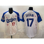 Los Angeles Dodgers #17 Shohei Ohtani White Royal Jereymy 2025 World Series Champions Patch Tokyo Series Limited Stitched Jersey