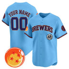 Custom Milwaukee Brewers x Dragon Ball Blue Jereymy Vapor Premier Limited Jersey - All Stitched