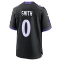 B.Ravens #0 Roquan Smith Black Jereymy Alternate Game Jersey