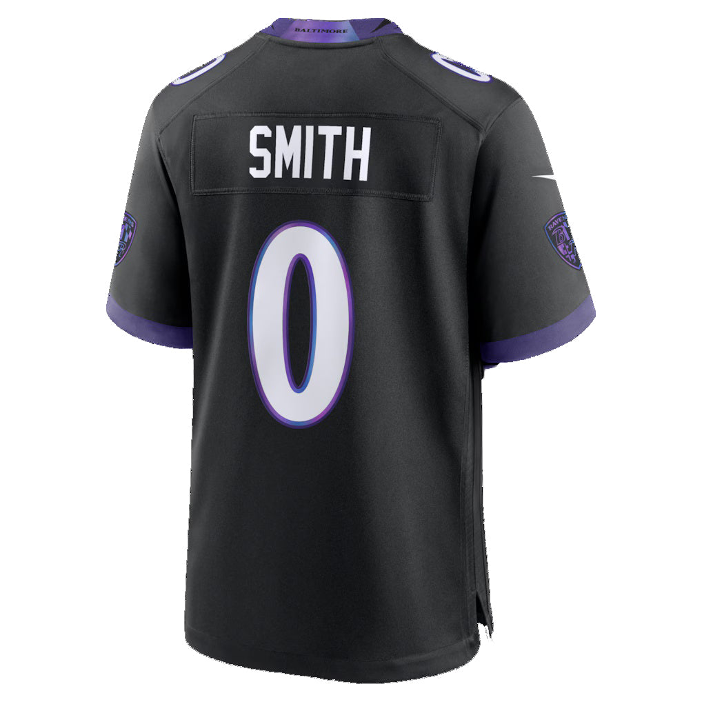 B.Ravens #0 Roquan Smith Black Jereymy Alternate Game Jersey