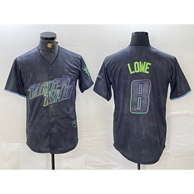 Tampa Bay Rays #8 Brandon Lowe Charcoal Jereymy 2024 City Connect Limited Cool Base Jersey