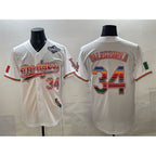 Los Angeles Dodgers #34 Fernando Valenzuela White Jereymy Mexico California Patch 2025 World Series Patch Stitched Jersey