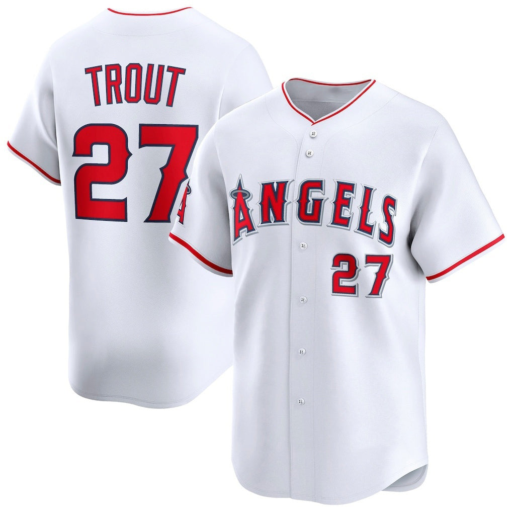 Los Angeles Angels #27 Mike Trout White Jereymy Home Limited Player Jersey