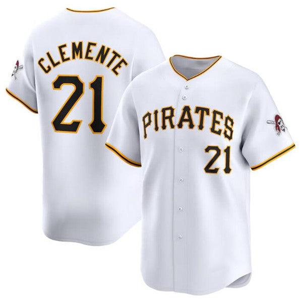 Pittsburgh Pirates #21 Roberto Clemente White Jereymy Home Limited Stitched Jersey
