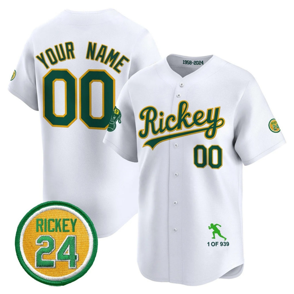 Custom Oakland Athletics White Jereymy Rickey Tribute style Vapor Premier Limited Jersey - All Stitched