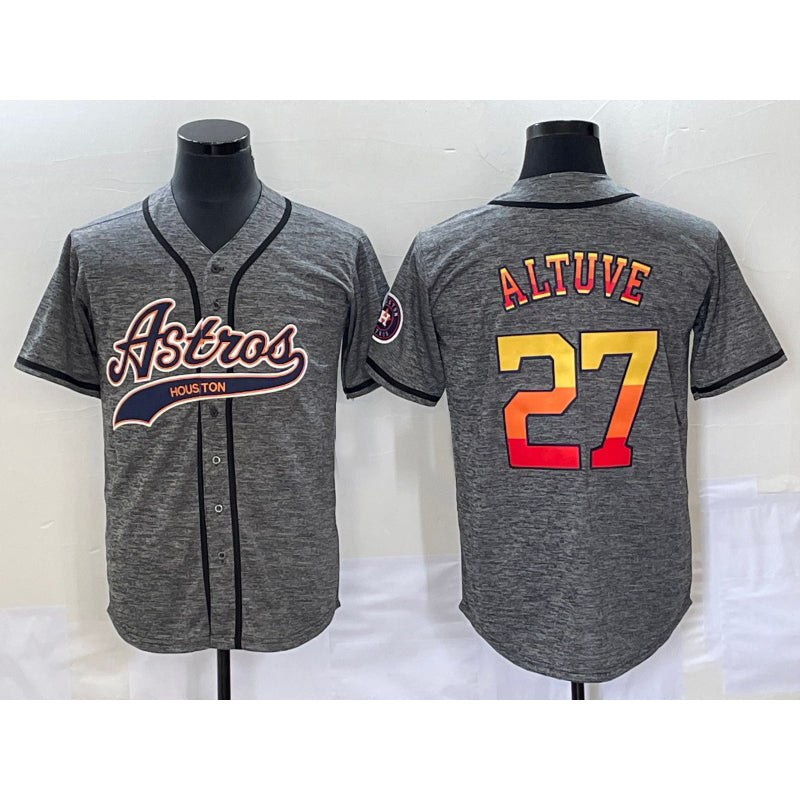Houston Astros #27 Jose Altuve Grey Jereymy Gridiron Cool Base Stitched Jersey