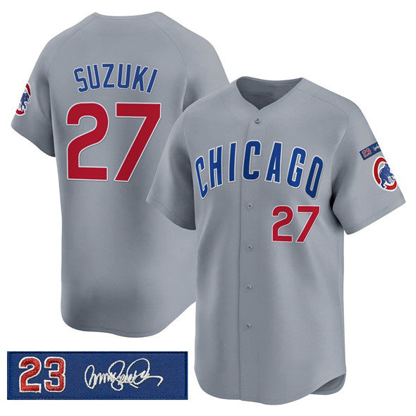 Chicago Cubs #27 Seiya Suzuki Gray Jereymy 'Ryne Sandberg Tribute' Vapor Limited V3 Stitched Jersey