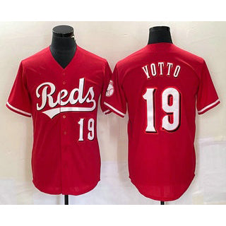 Cincinnati Reds #19 Joey Votto Number Red Jereymy Cool Base Stitched Jersey