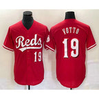 Cincinnati Reds #19 Joey Votto Number Red Jereymy Cool Base Stitched Jersey