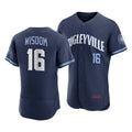 Chicago Cubs #16 Patrick Wisdom 2021 Navy Jereymy City Connect Stitched Jersey