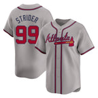Atlanta Braves #99 Spencer Strider Player Gray Jereymy Limited Home Game Stitched Jerseys