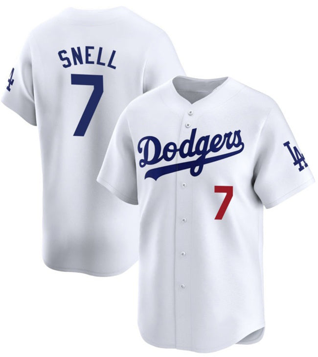 Los Angeles Dodgers #7 Blake Snell White Jereymy 2024 Home Limited Stitched Jersey