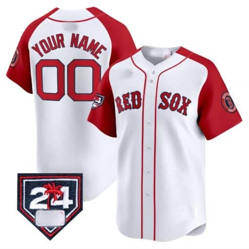 Custom Boston Red Sox 2024 Spring Training Patch Vapor Premier Limited Jersey ¨C  White Red Jereymy