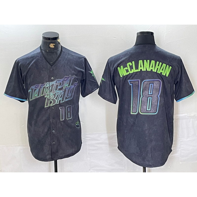 Tampa Bay Rays #18 Shane McClanahan Number Charcoal Jereymy 2024 City Connect Limited Stitched Jersey 2