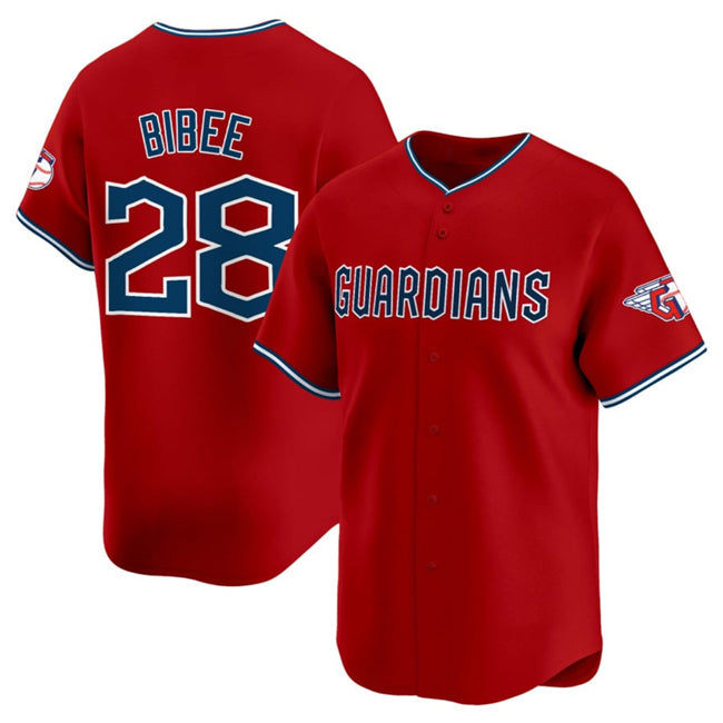 Cleveland Guardians #28 Tanner Bibee Red Jereymy Alternate Limited Stitched Jersey