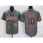 Houston Astros #10 Yuli Gurriel Number Grey Jereymy Gridiron Cool Base Stitched Jersey