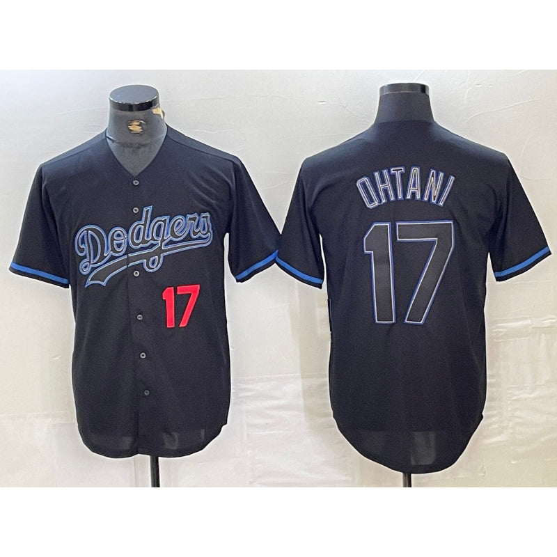 Los Angeles Dodgers #17 Shohei Ohtani Number Lights Out Black Jereymy Fashion Stitched Cool Base Jersey