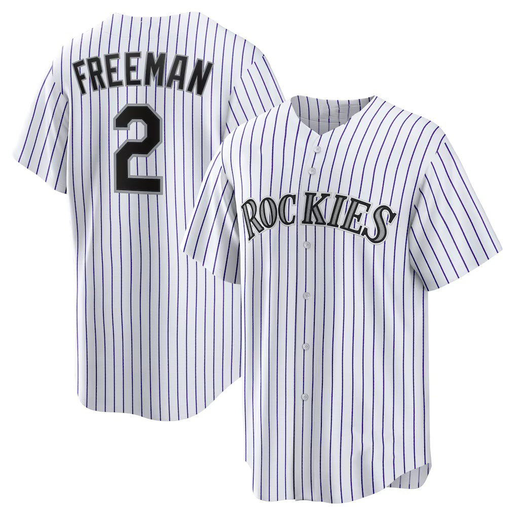 Colorado Rockies #2 Tyler Freeman White Jereymy Home Replica Jersey