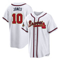 Atlanta Braves #10 Chipper Jones Player White Gold Jereymy Home Game Stitched Jerseys