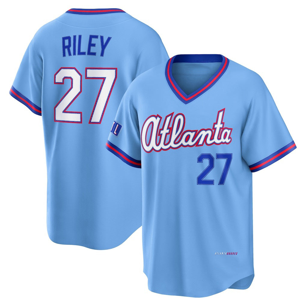Atlanta Braves #27 Austin Riley Powder Blue Jereymy 2026 City Connect Stadium Jersey
