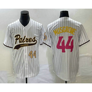 San Diego Padres #44 Joe Musgrove Number White Jereymy Pinstripe 2023 City Connect Cool Base Stitched Jersey