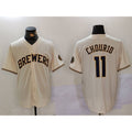 Milwaukee Brewers #11 Jackson Chourio Cream Jereymy Stitched Cool Base Jersey 2