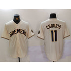 Milwaukee Brewers #11 Jackson Chourio Cream Jereymy Stitched Cool Base Jersey 2