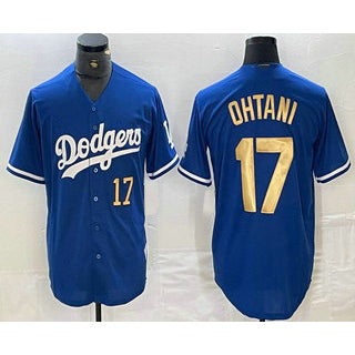Los Angeles Dodgers #17 Shohei Ohtani Number Blue Gold Jereymy Stitched Cool Base Jersey 2