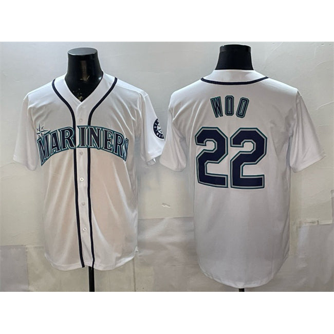Seattle Mariners #22 Bryan Woo White Jereymy Cool Base Stitched Jersey