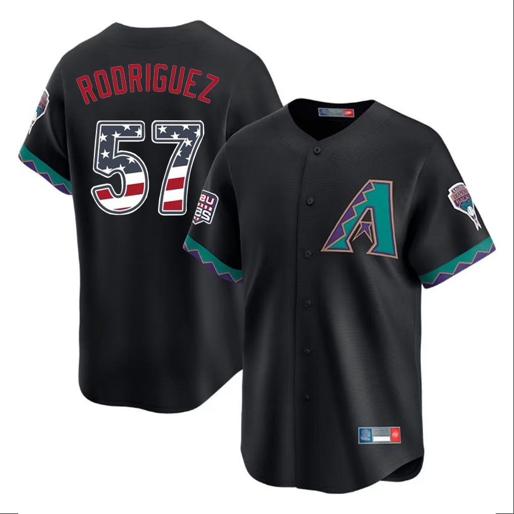 Arizona Diamondbacks #57 Eduardo Rodriguez Player Black Jereymy USA 250 Fourth of July Home Game Stitched Jerseys