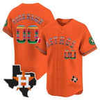 Custom Houston Astros Mexico Texas Patch Vapor Premier Limited Jersey ¨C Orange Jereymy