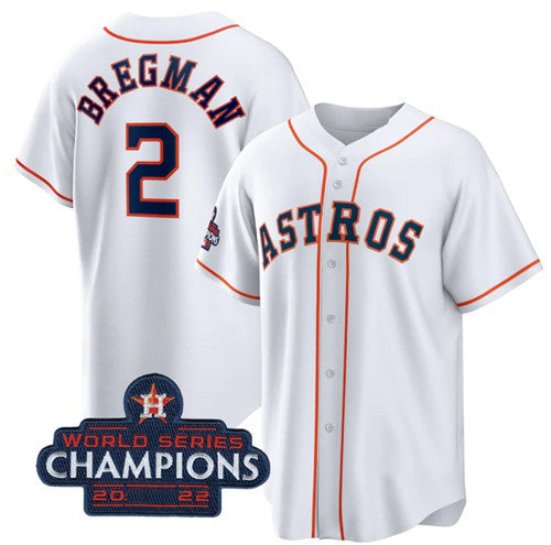 Houston Astros #2 Alex Bregman White Jereymy 2022 World Series Champions Home Stitched Jersey