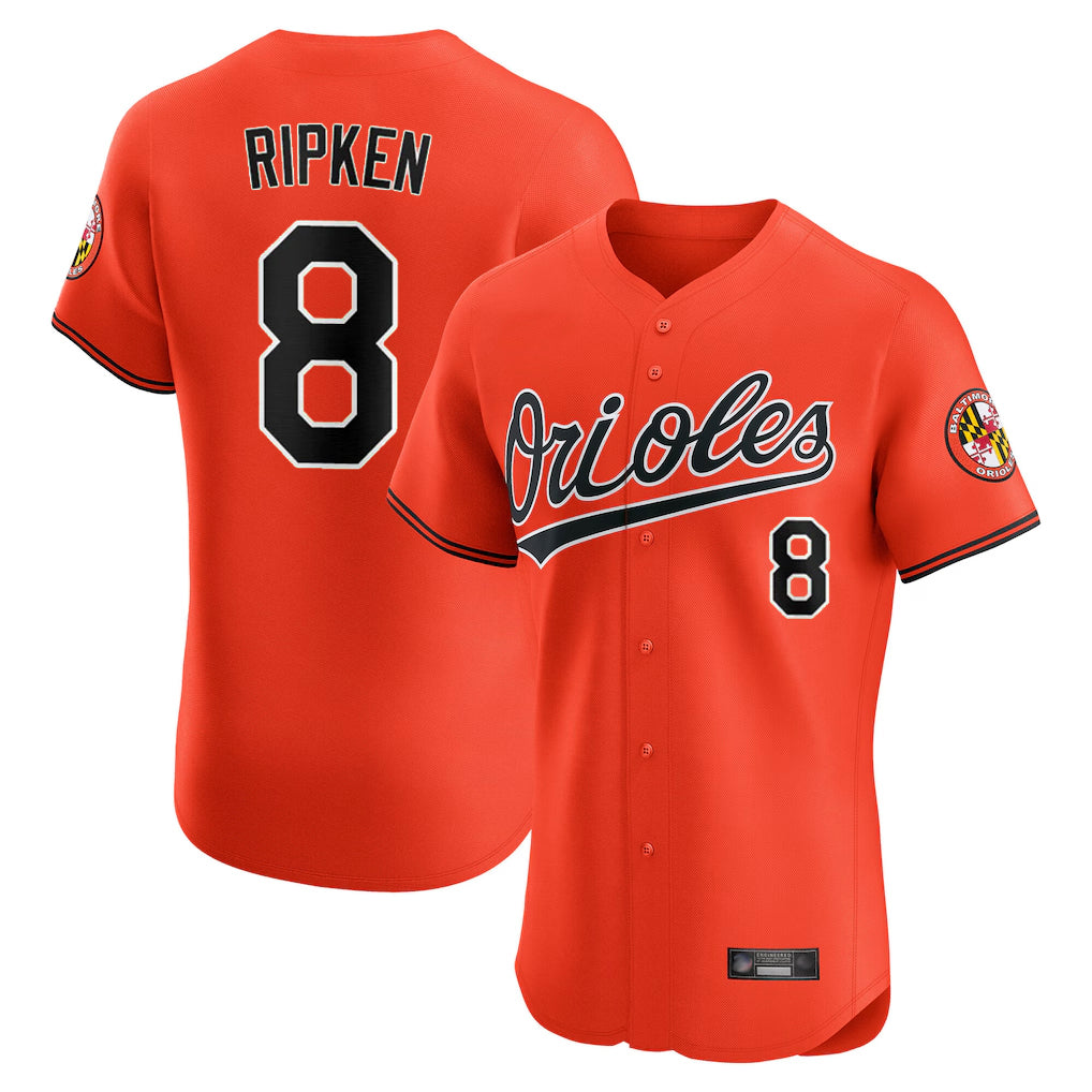 Baltimore Orioles #8 Cal Ripken Player Orange Jereymy Limited Elite Home Game Stitched Jerseys