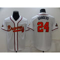 Atlanta Braves #24 Deion Sanders 2022 White Gold Jereymy World Series Champions Program Cool Base Stitched Jersey