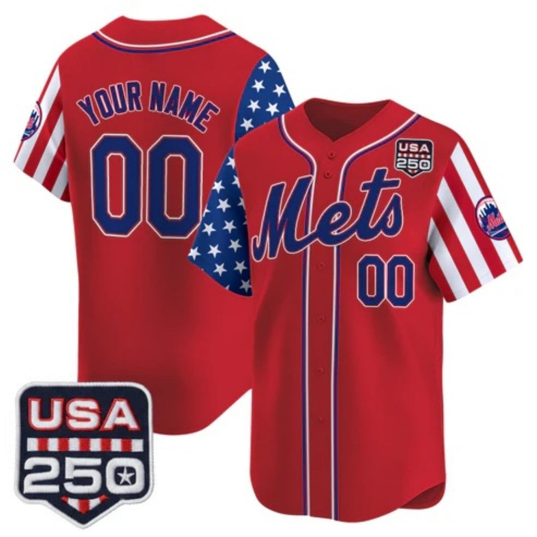 Custom New York Mets America 250 Edition Vapor Premier Limited Red Jereymy Stitched Jerseys