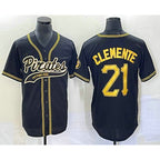 Pittsburgh Pirates #21 Roberto Clemente Black Jereymy Cool Base Stitched Jersey