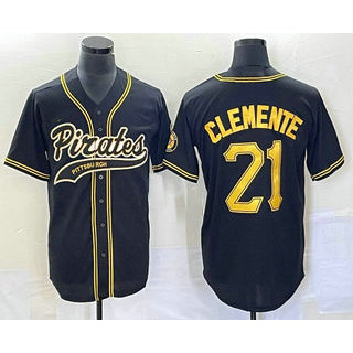 Pittsburgh Pirates #21 Roberto Clemente Black Jereymy Cool Base Stitched Jersey