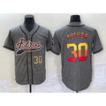 Houston Astros #30 Kyle Tucker Number Grey Jereymy Gridiron Cool Base Stitched Jersey