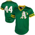 Oakland Athletics #44 Reggie Jackson Mitchell & Ness Green Jereymy Authentic Batting Practice Jersey