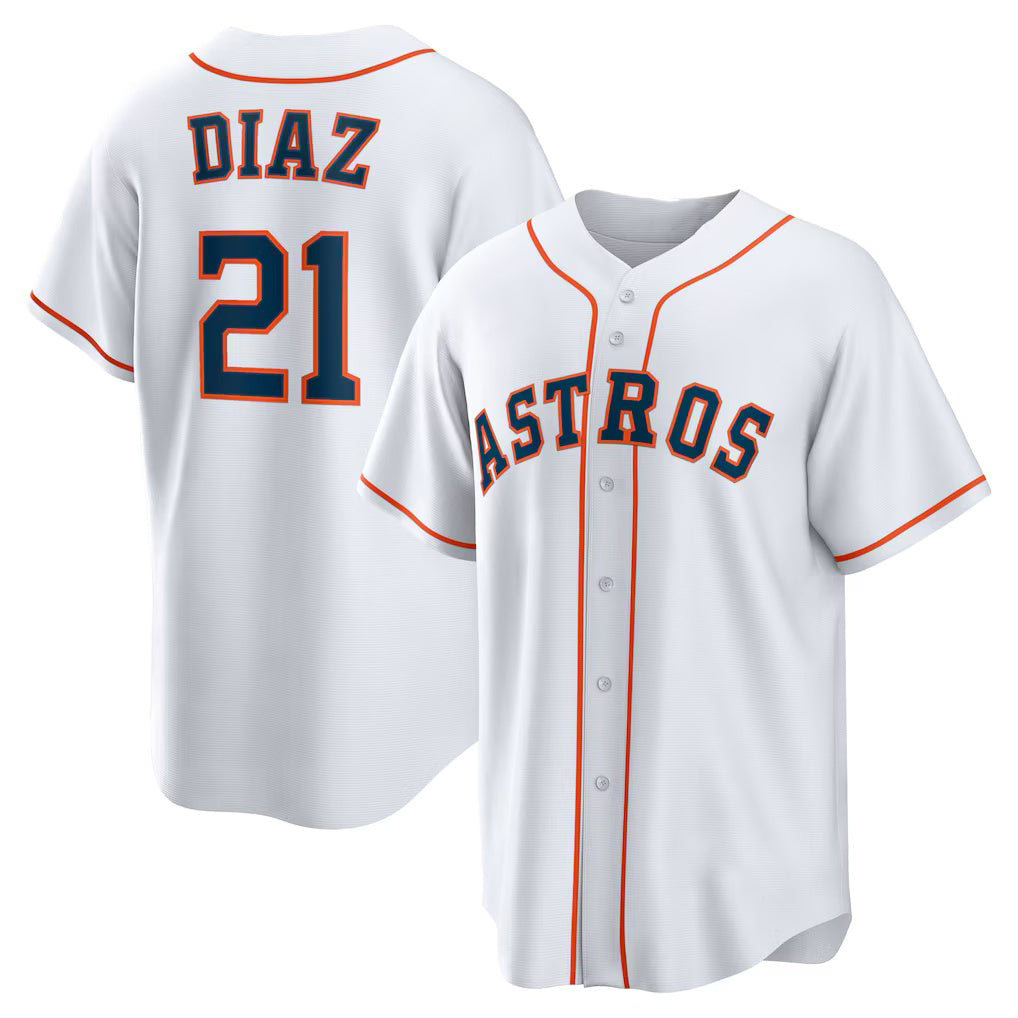 Houston Astros #21 Yainer Diaz White Jereymy Home Replica Jersey