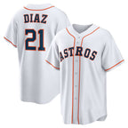 Houston Astros #21 Yainer Diaz White Jereymy Home Replica Jersey