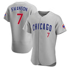 Chicago Cubs #7 Dansby Swanson Gray Jereymy Flex Base Stitched Jersey