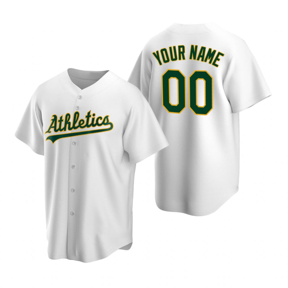 Custom Oakland Athletics White Jereymy Stitched Cool Base Home Jersey