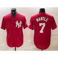 New York Yankees #7 Mickey Mantle Red Jereymy Fashion Cool Base Jersey