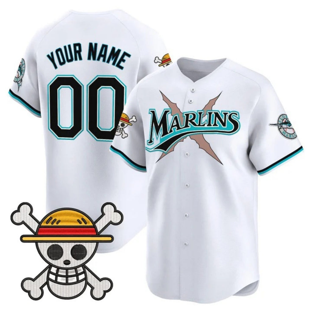 Custom Miami Marlins x One Piece White Jereymy Vapor Premier Limited Jersey - Stitched