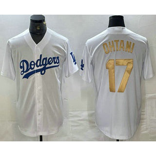 Los Angeles Dodgers #17 Shohei Ohtani White Gold Jereymy Stitched Cool Base Jerseys